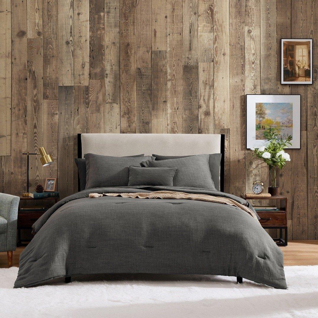 

Easy 5pcs bed in a bag textured comforter set grey 180x220 cm
