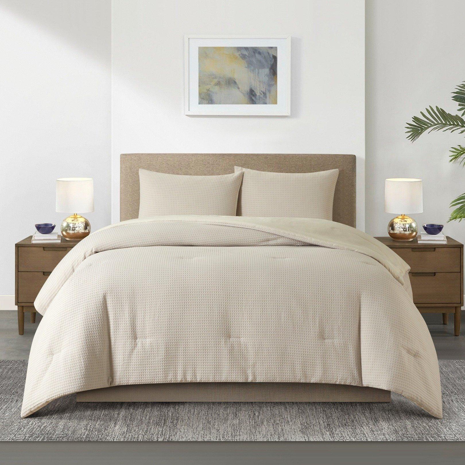 

Waffle 5pcs bed in a bag comforter set grey 180x220 cm