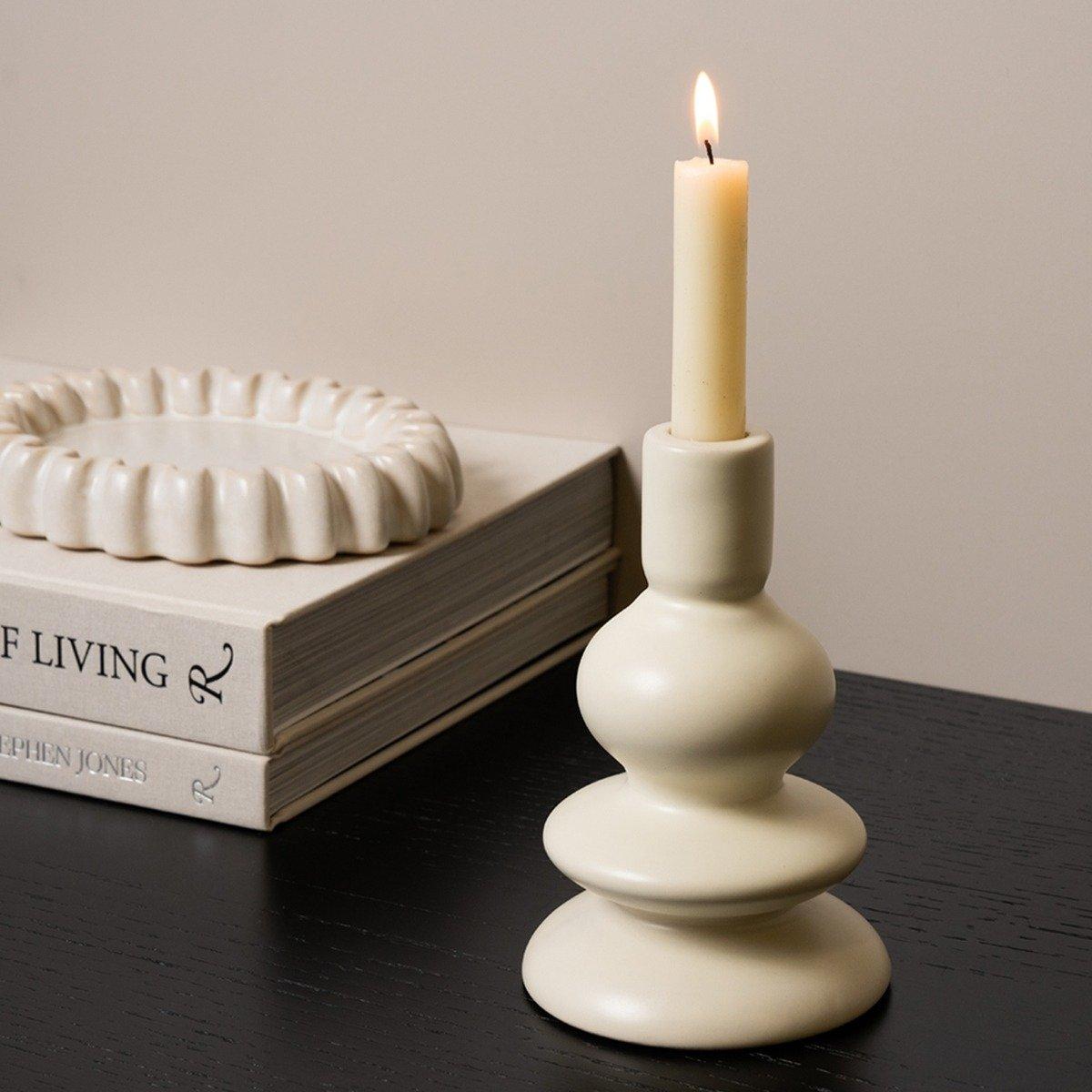 

Ringkle candle holder white 10. 7x10. 7x16 cm