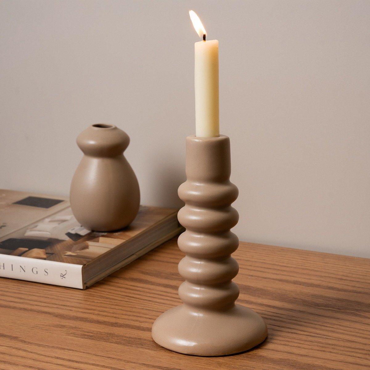 

Firelight candle holder beige 10. 7x10. 7x18 cm