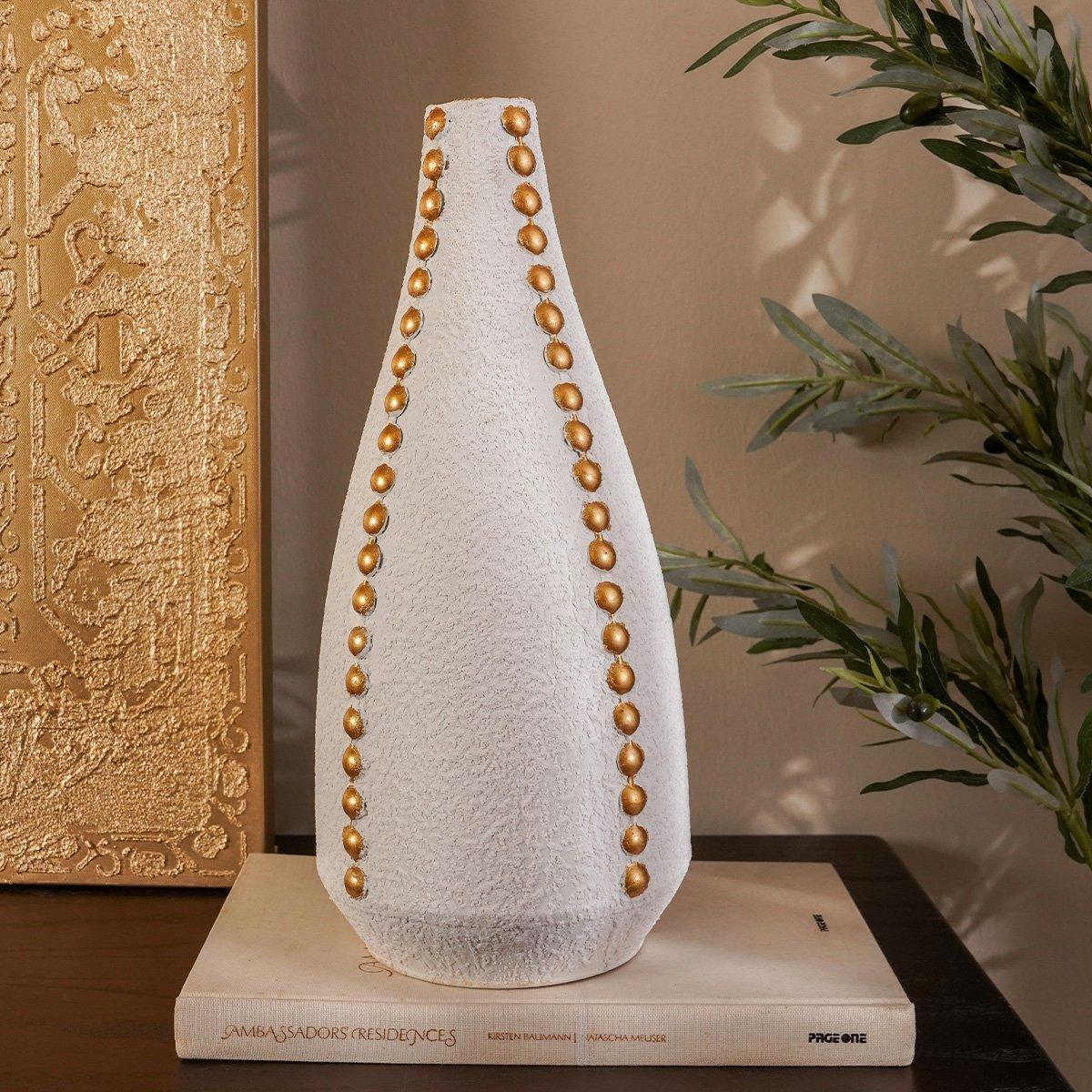 

Chum metal vase white/gold 20x41. 5 cm