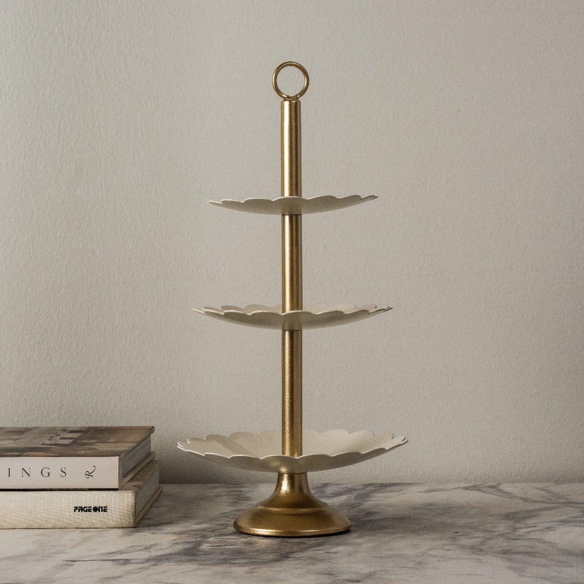 

Roddy platter deco tray gold/white 18x37 cm