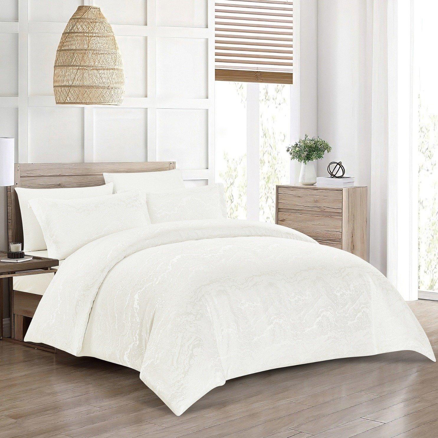 

Wave 5pcs luxury jacquard duvet cover set white 220x240 cm