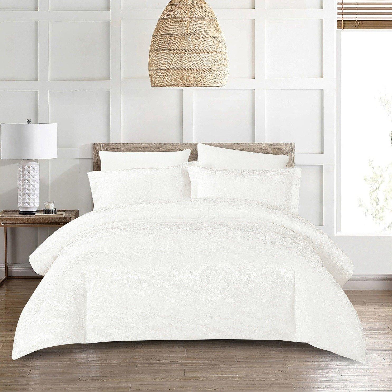 

Wave 5pcs luxury jacquard comforter set white 240x260 cm