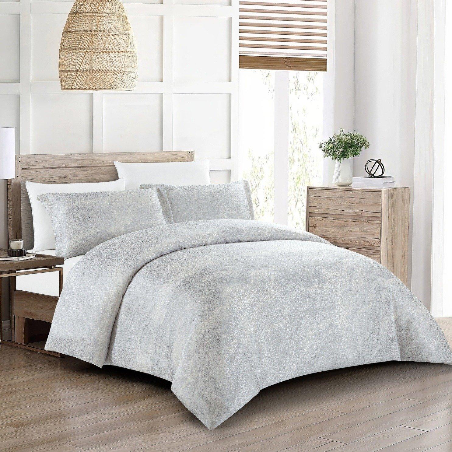 

Mosaic 5pcs luxury jacquard duvet cover set silver 220x240 cm