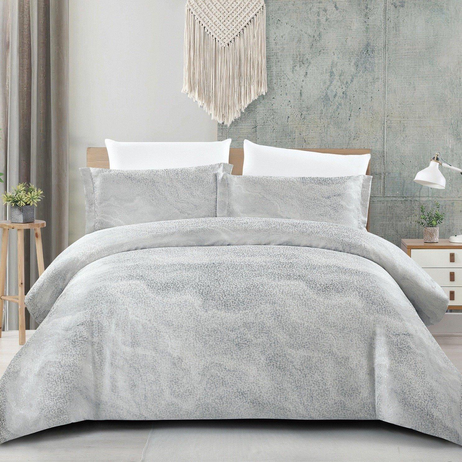 

Mosaic 5pcs luxury jacquard comforter set silver 240x260 cm