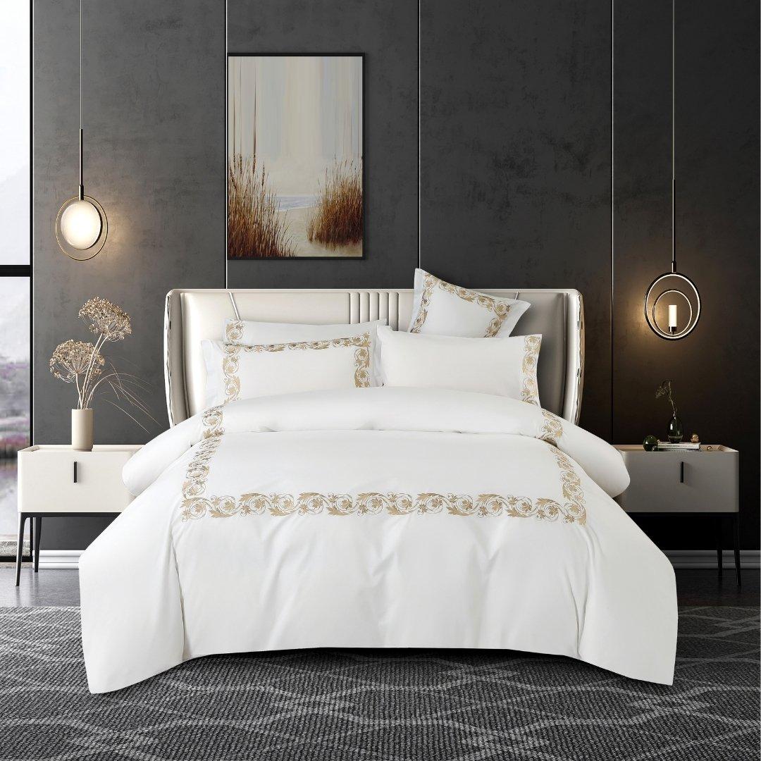 

Tori 5pcs embroidered duvet cover set gold 240x260 cm