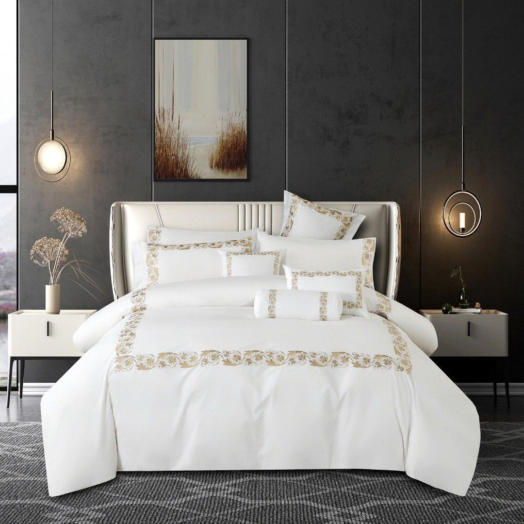 

Tori 8pcs embroidered comforter set gold 260x270 cm
