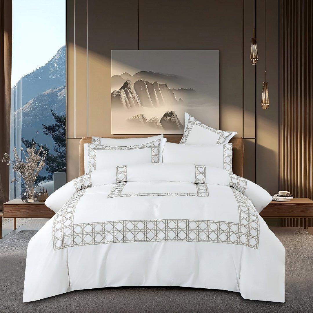 

Jane 5pcs embroidered duvet cover set silver 240x260 cm