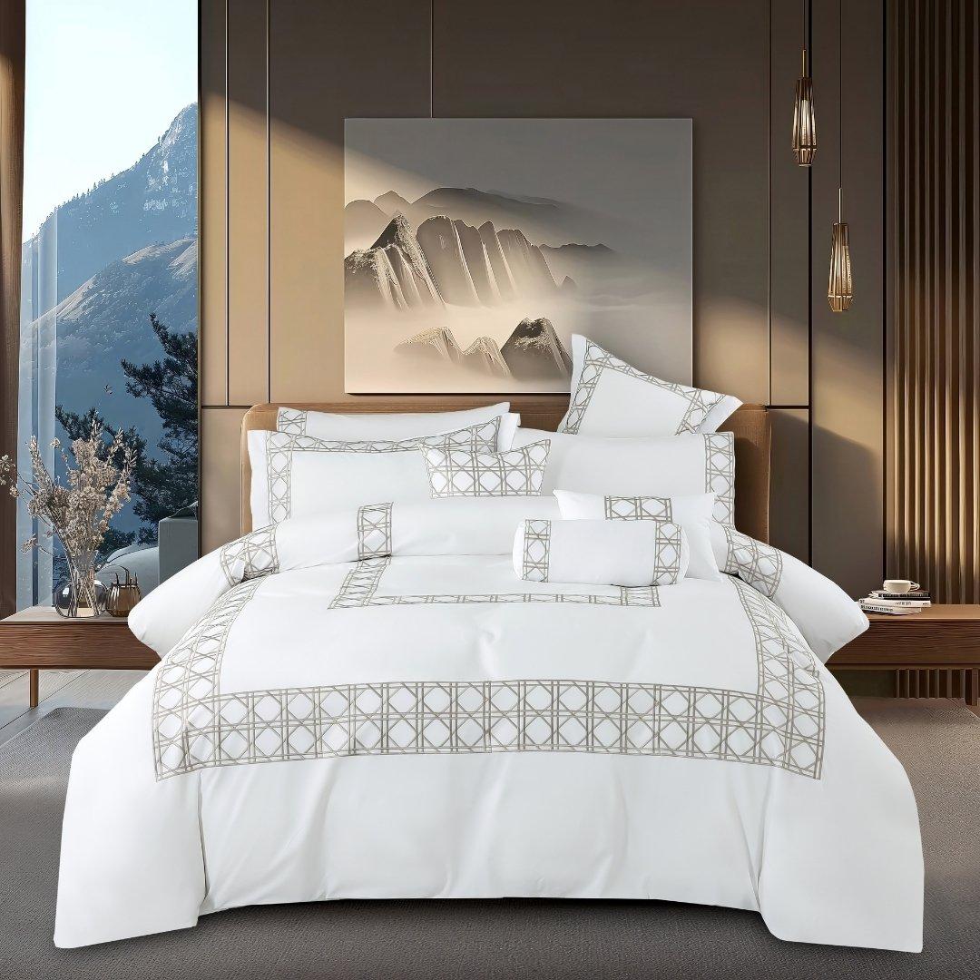 

Jane 8pcs embroidered comforter set silver 260x270 cm