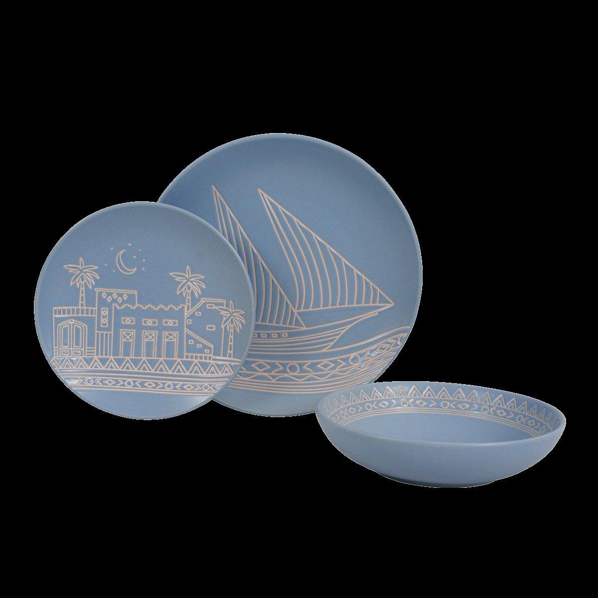 

Bahri porcelain dinner set 18pcs blue