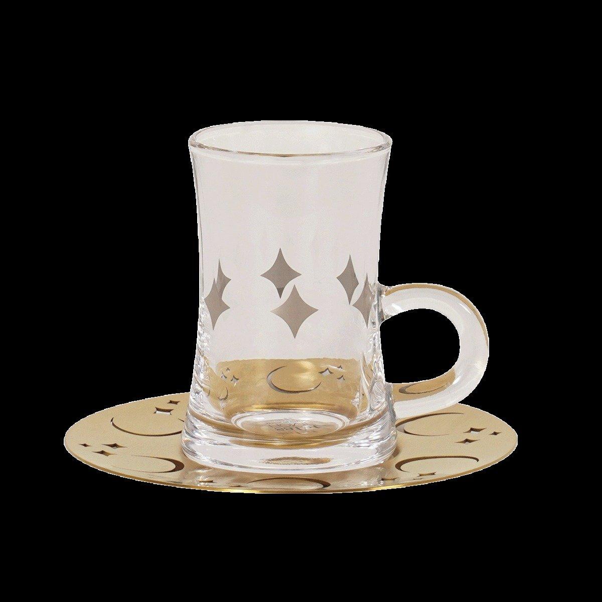 

Gamrah glass istikana set 6pcs gold/silver