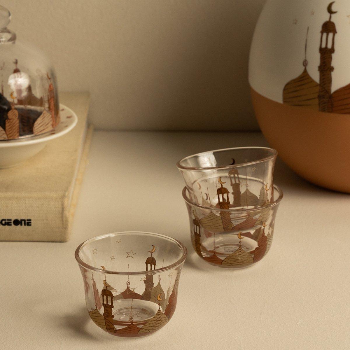 

Omniya glass gahwa cup set 6pcs beige