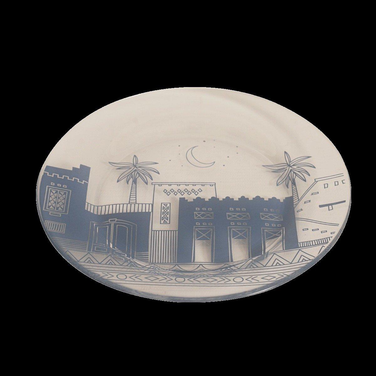 

Bahri glass sweet plate set 6pcs blue