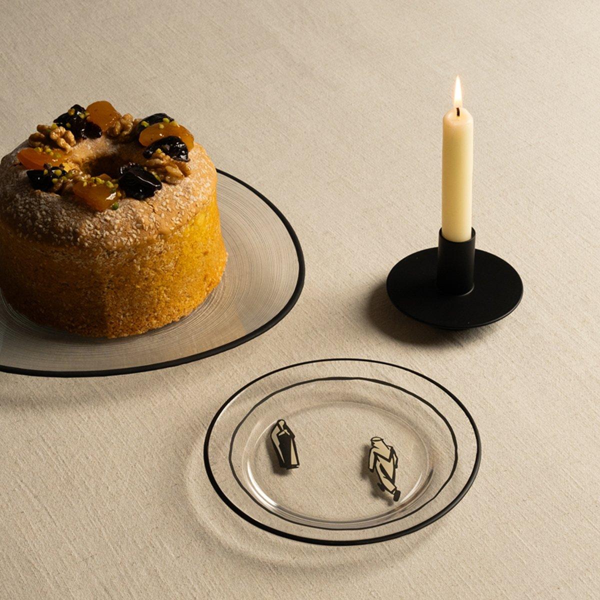 

Essence glass sweet plate set 6pcs black