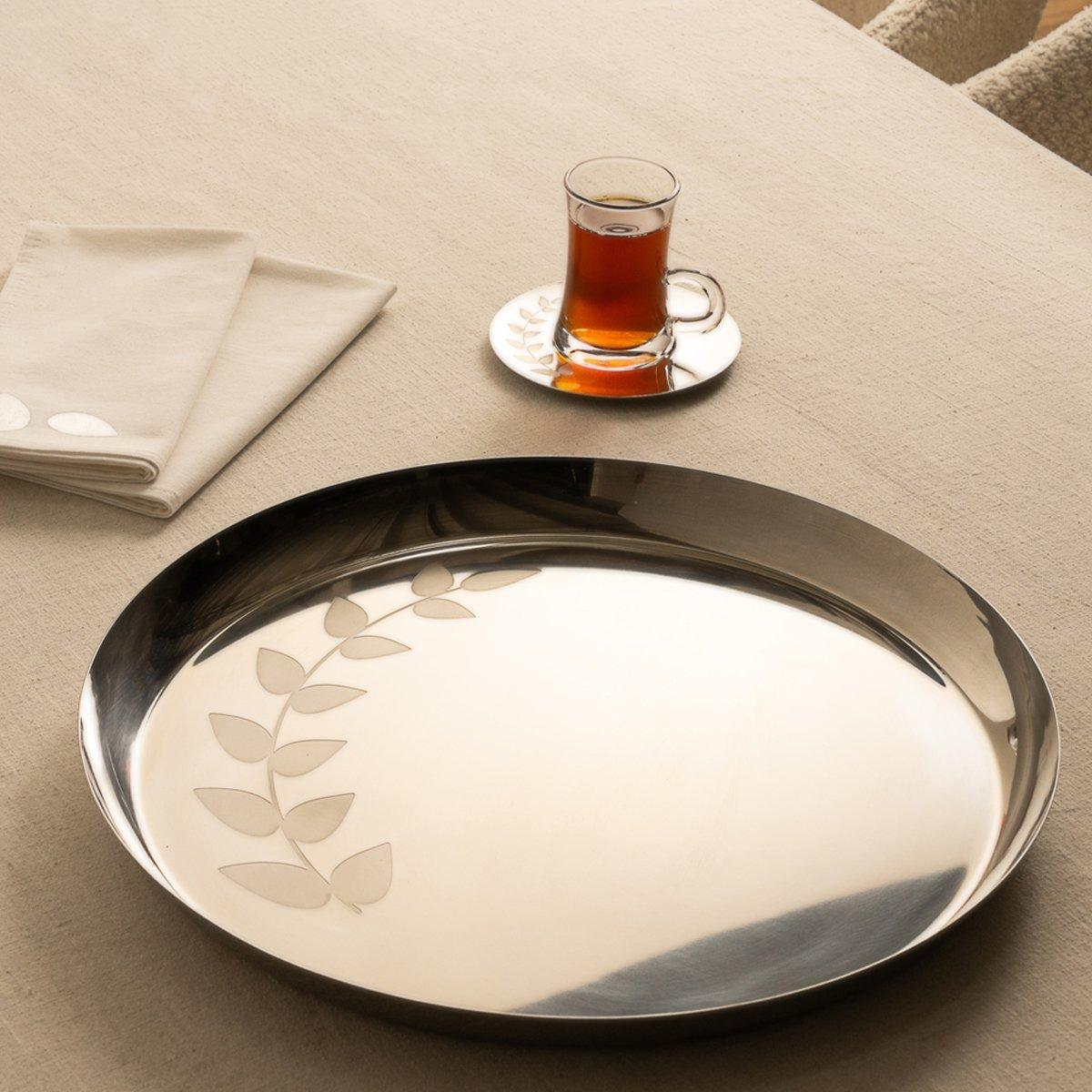 

Muwaraq metal tray silver 38x2. 8 cm
