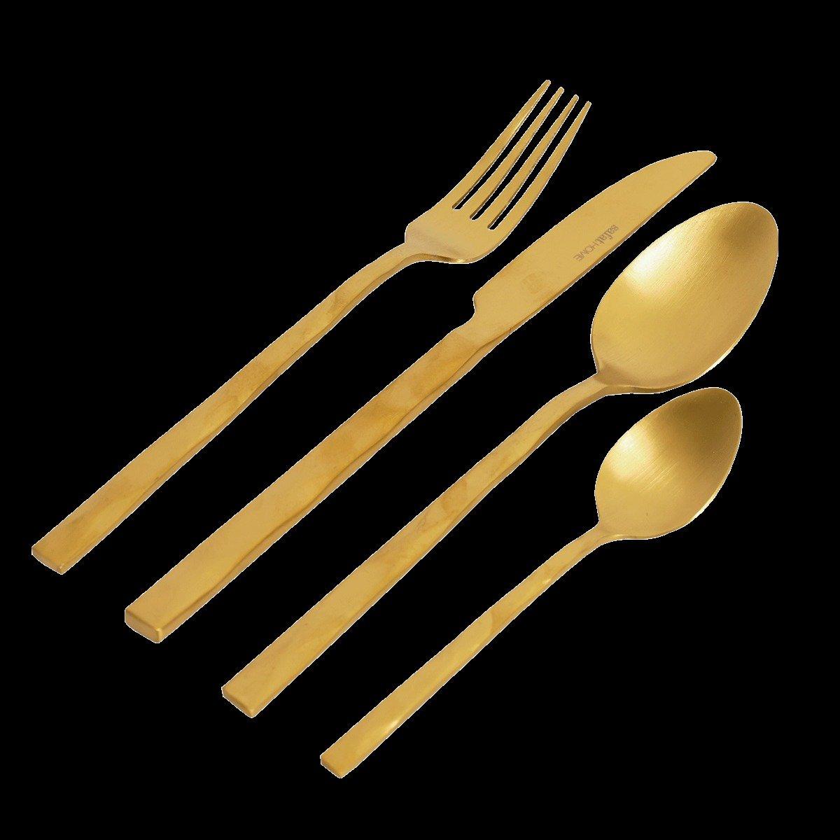 

Diamond stainless steel cutlery set 24pcs matt gold