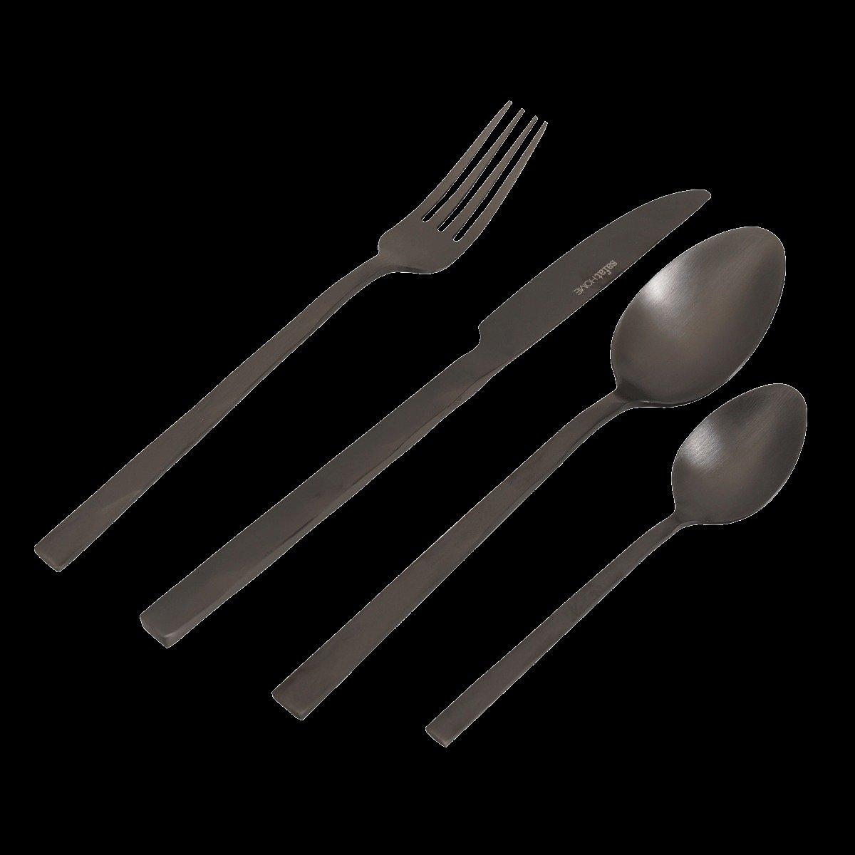 

Diamond stainless steel cutlery set 24pcs black