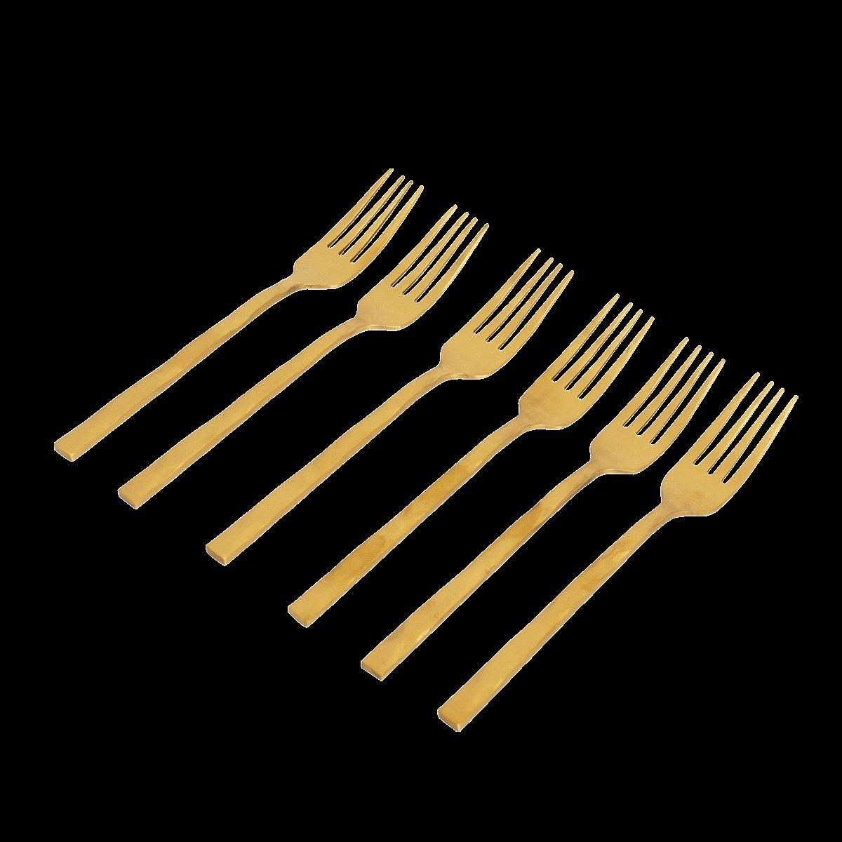 

Diamond stainless steel dessert fork set 6pcs matt gold