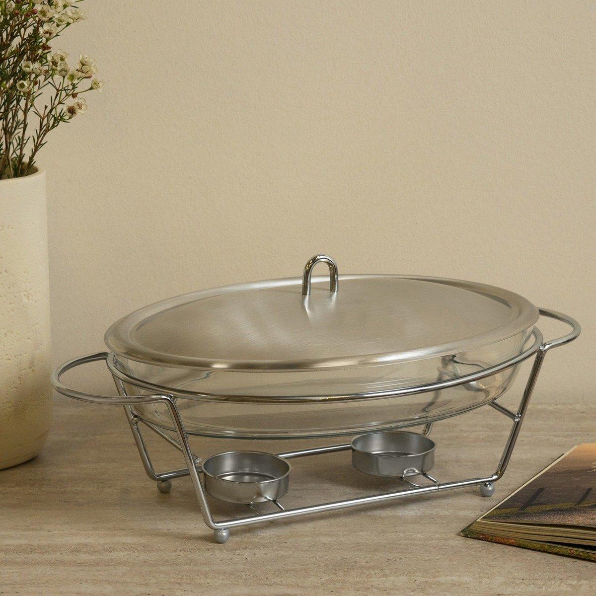 

Finn glass food warmer matt silver 2. 4 litre
