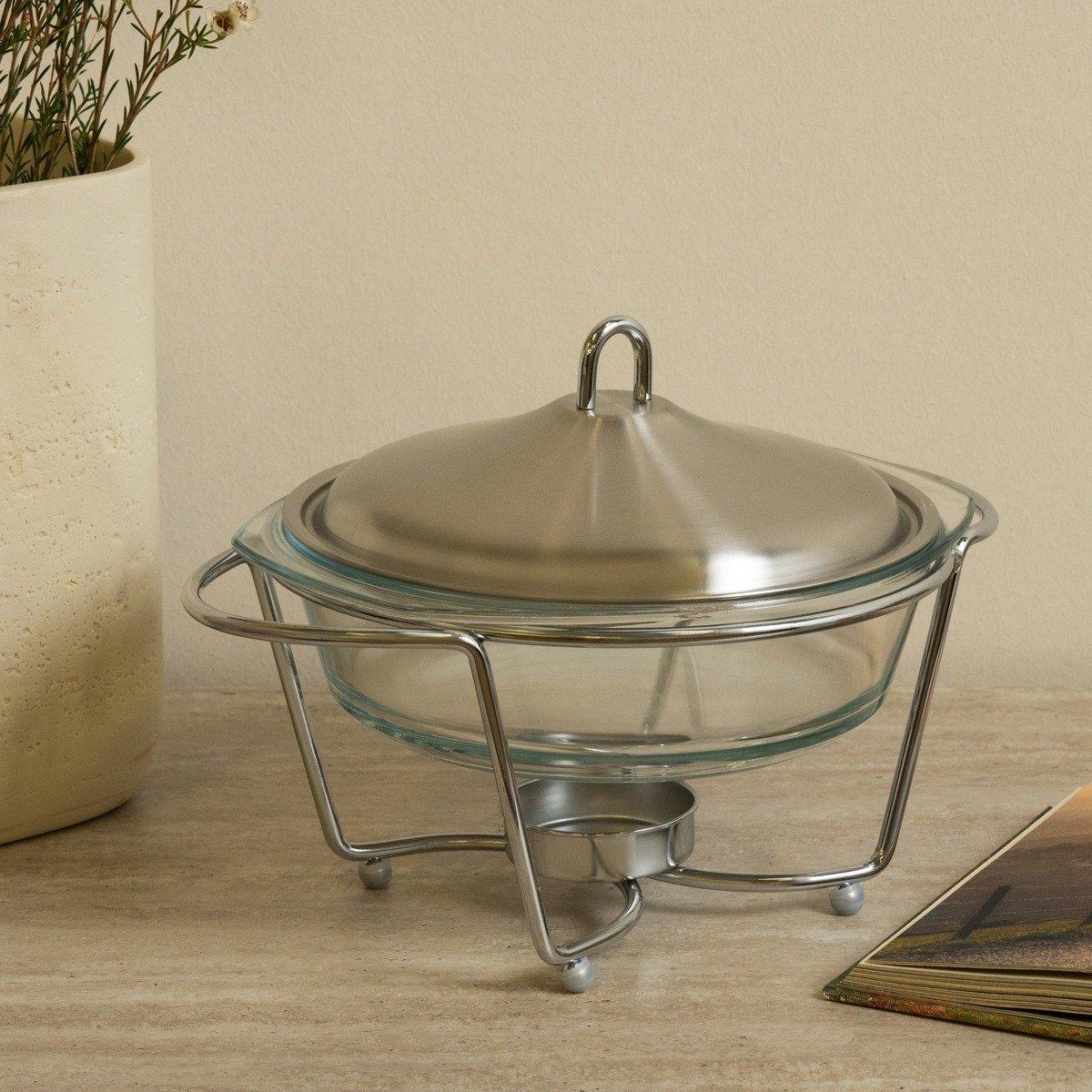 

Finn glass food warmer matt silver 2. 4 litre