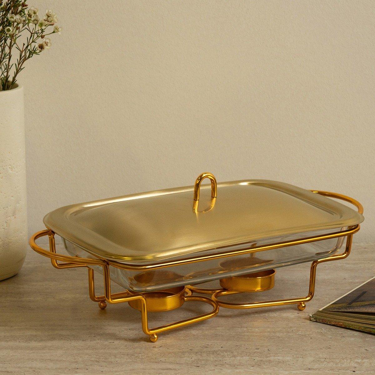 

Finn glass food warmer matt gold 2. 2 litre