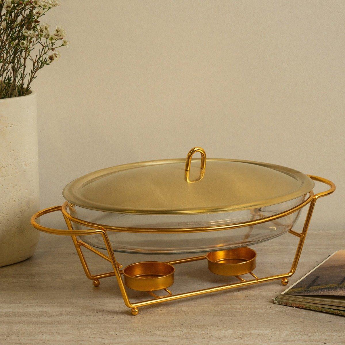 

Finn glass food warmer matt gold 2. 4 litre