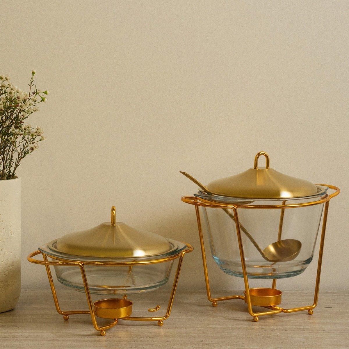 

Finn glass food warmer matt gold 2. 4 litre