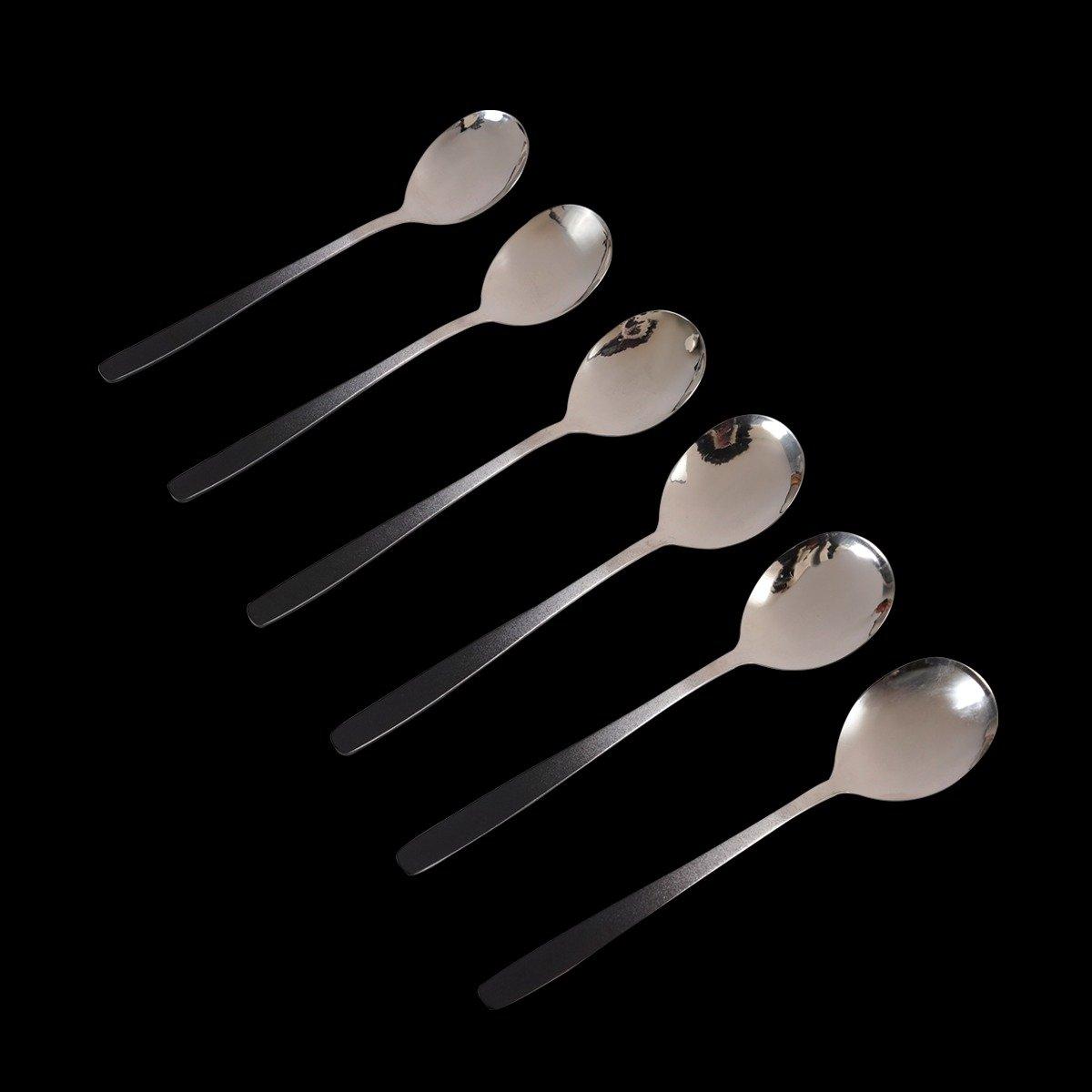 

Coloured stainless steel tea spoon set 6pcs silver/black