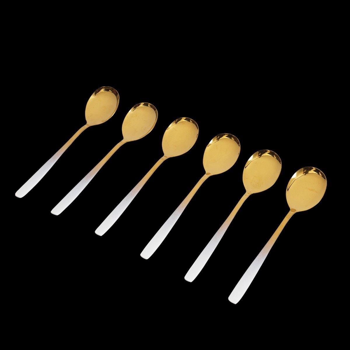 

Coloured stainless steel teaspoon set 6pcs gold/white