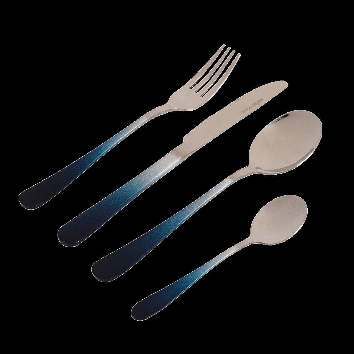 

Coloured stainless steel cutlery set 24pcs blue