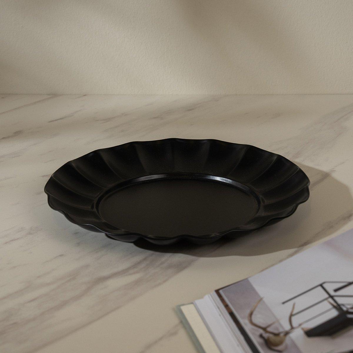 

Bubble round metal deco plate black 22x22x2. 5 cm