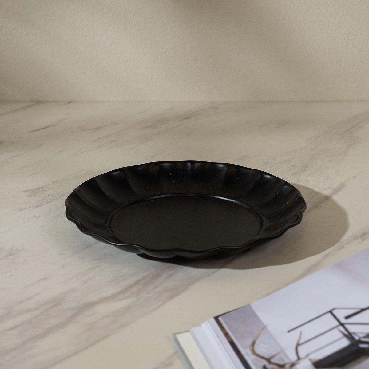 

Bubble round metal deco plate black 18x18x2 cm