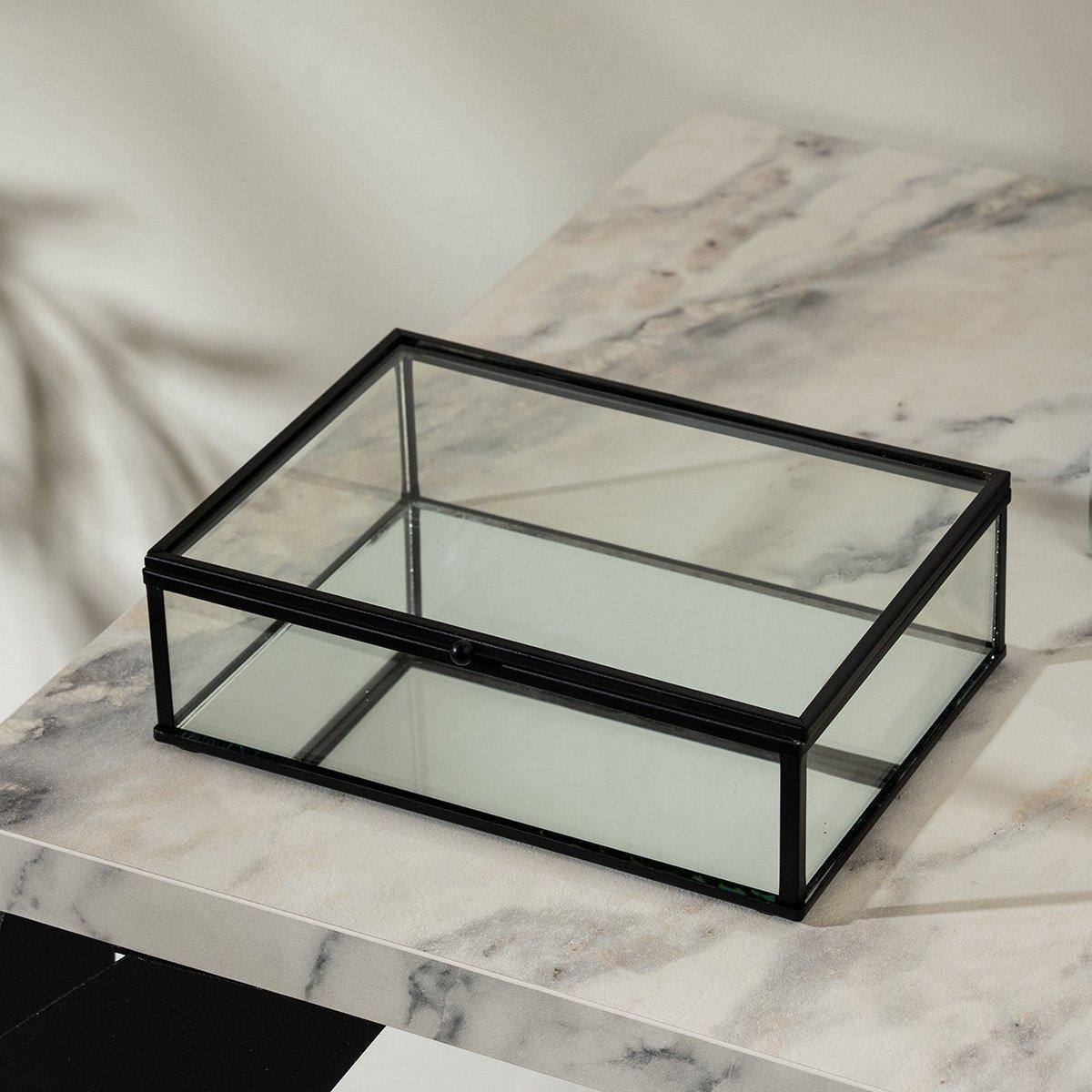 

Reed glass storage box black 18x13x5. 5 cm