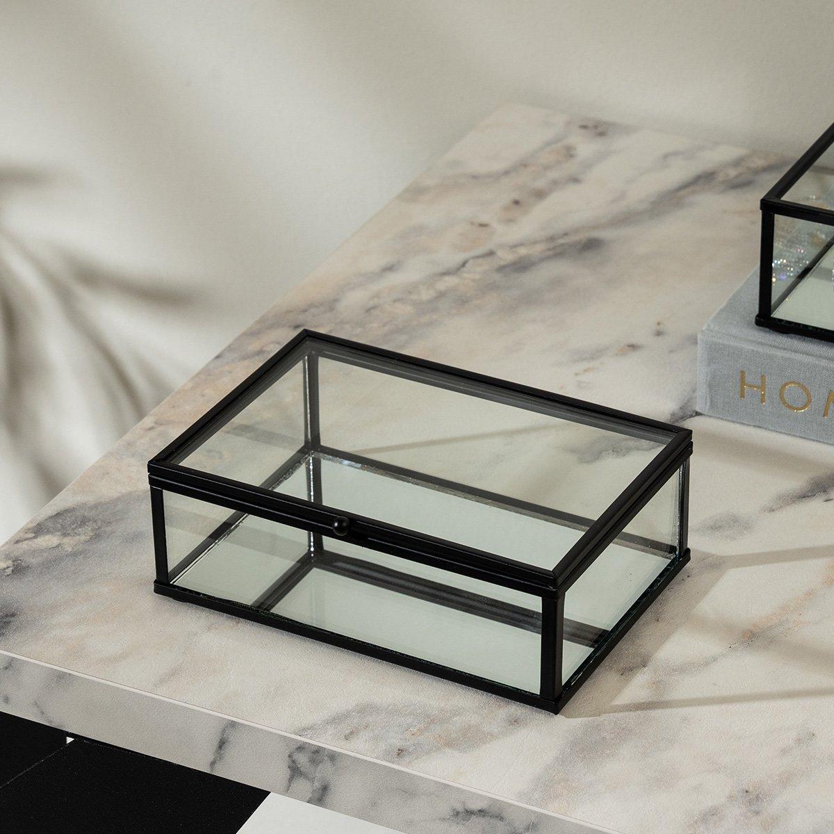 

Reed glass storage box black 15x10x5 cm