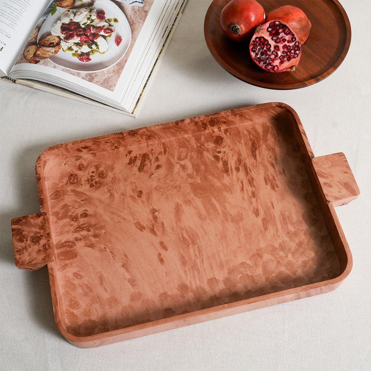 

Vintage wooden deco tray natural 45x5x28 cm