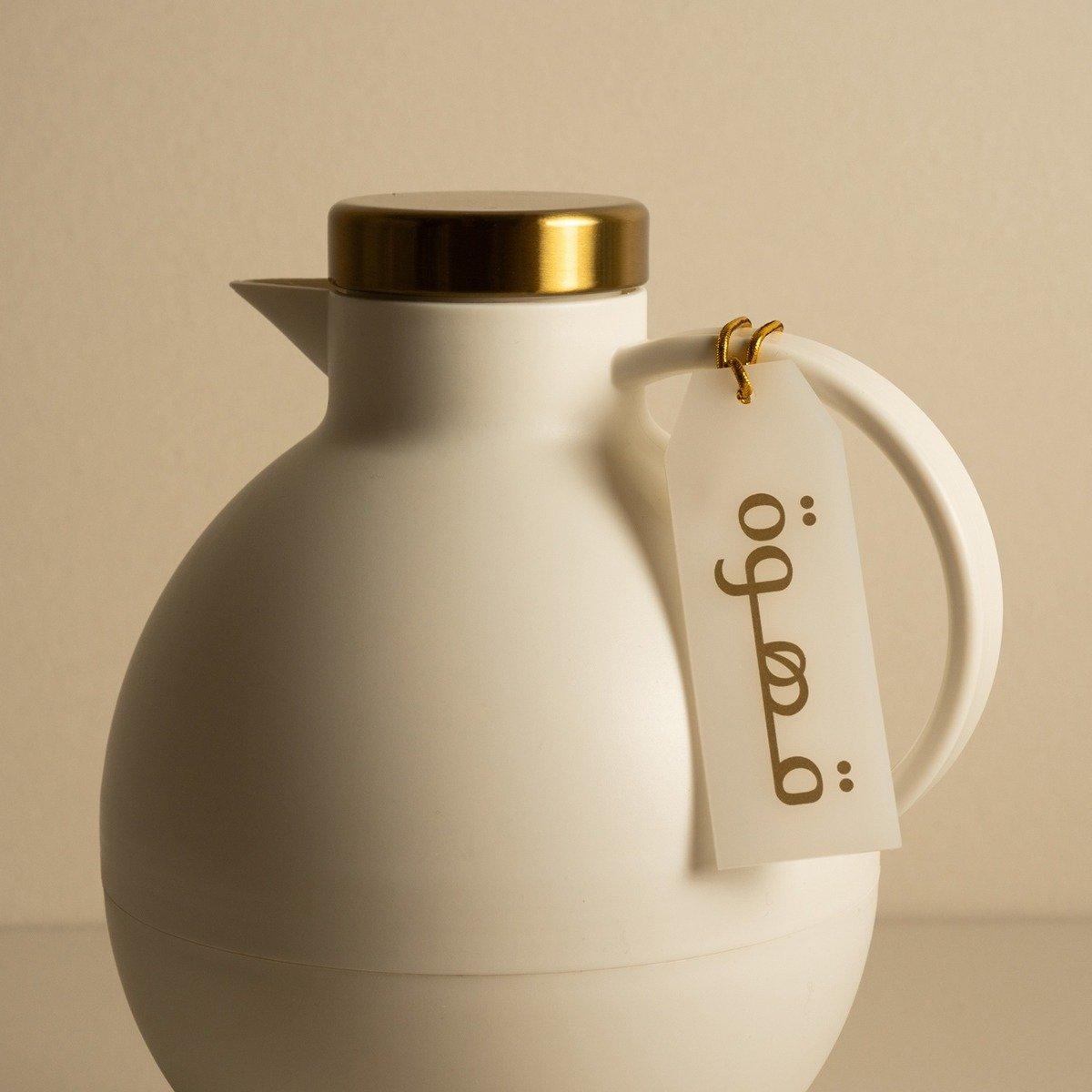 

Acrylic coffee tag white/gold 3. 5x0. 1x10 cm