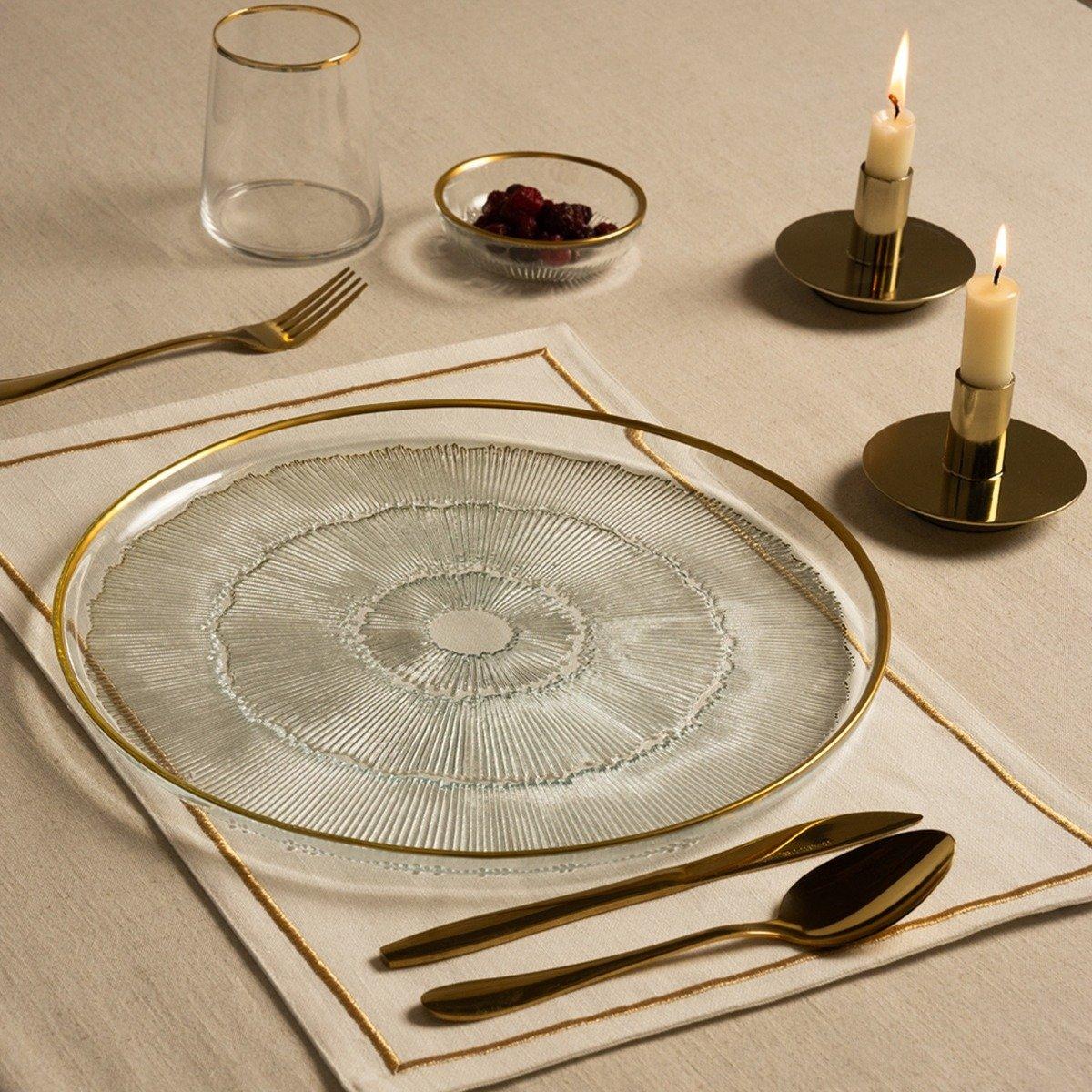 

Ixxir glass serving plate gold d:33 x h:2 cm