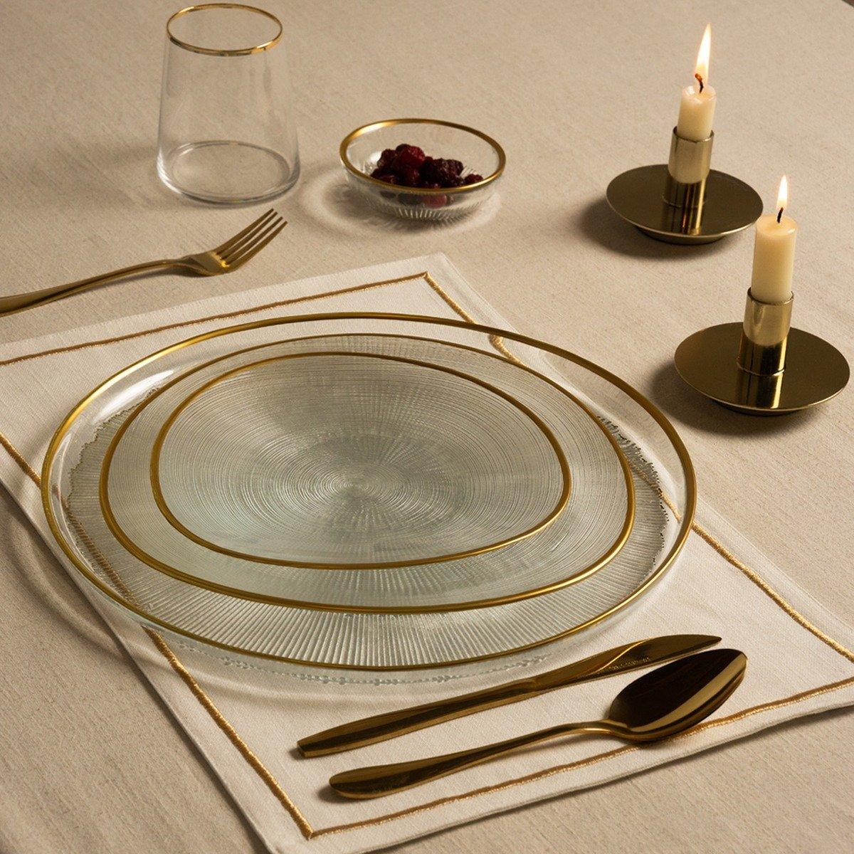 

Circle glass dinner plate gold d:27. 5 x h:2 cm