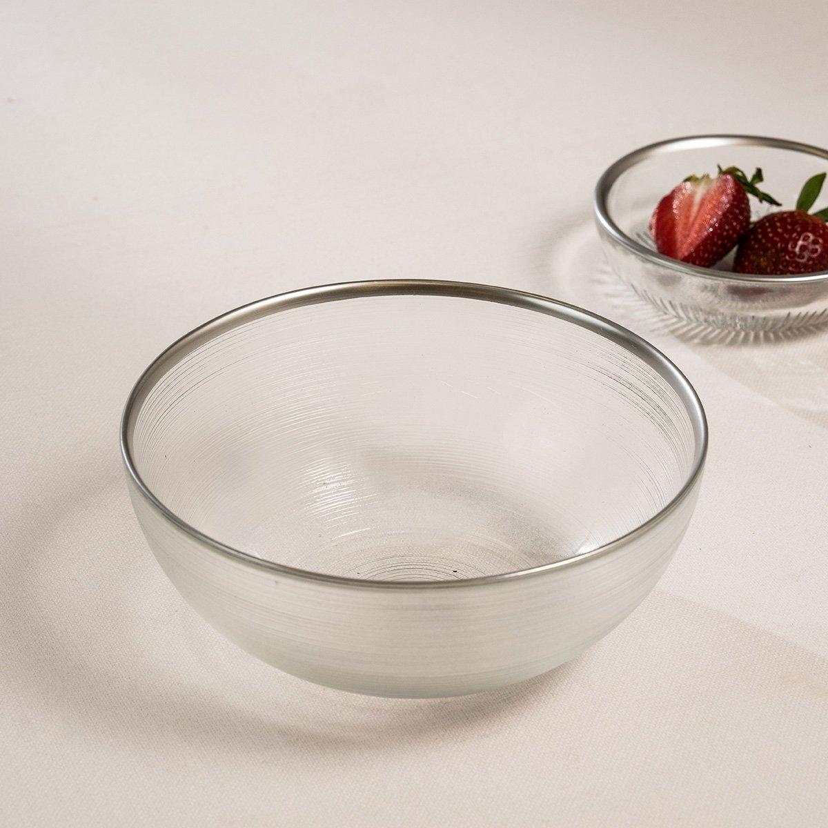 

Circle glass dinner bowl silver d:15 x h:6. 5 cm