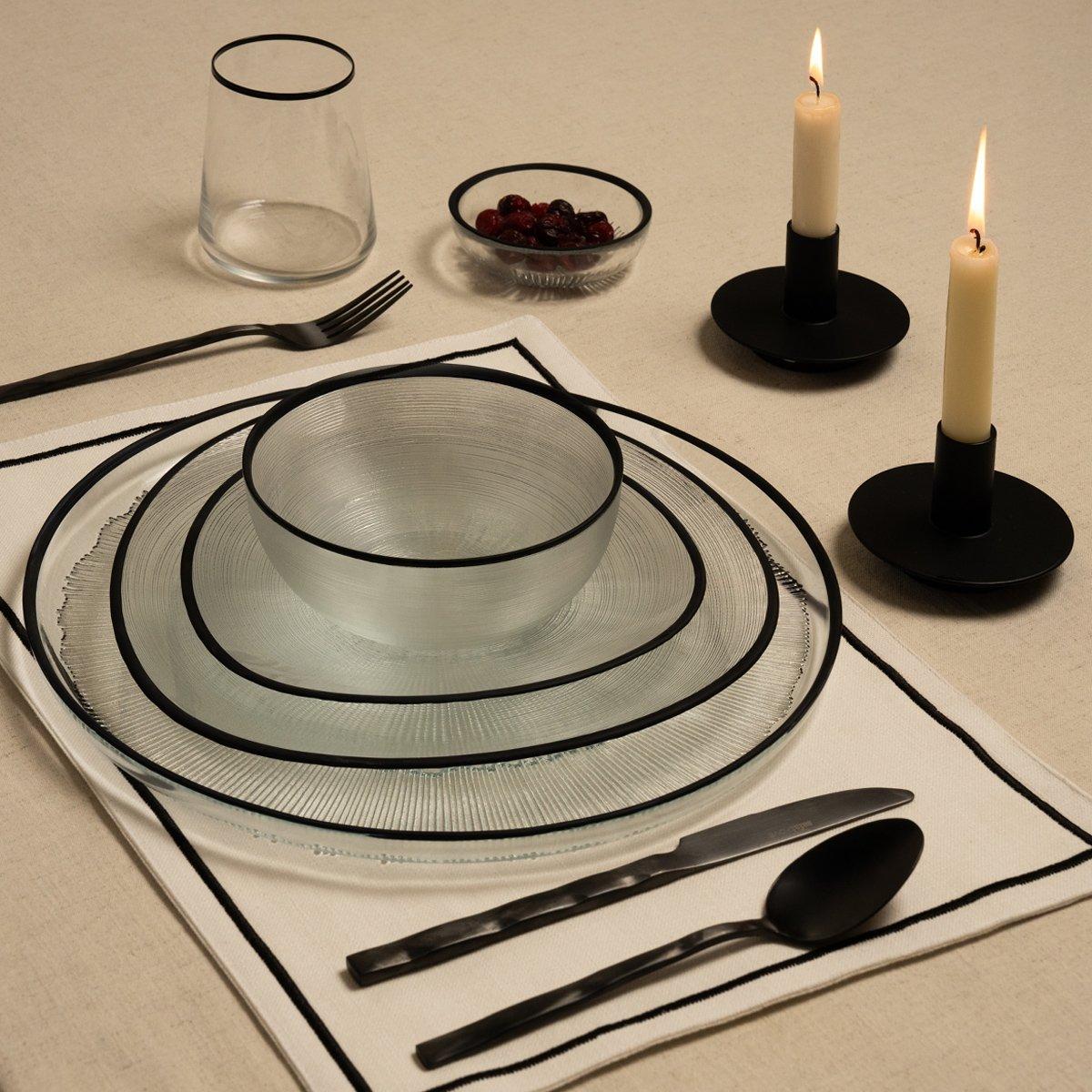 

Circle glass dinner bowl black d:15 x h:6. 5 cm