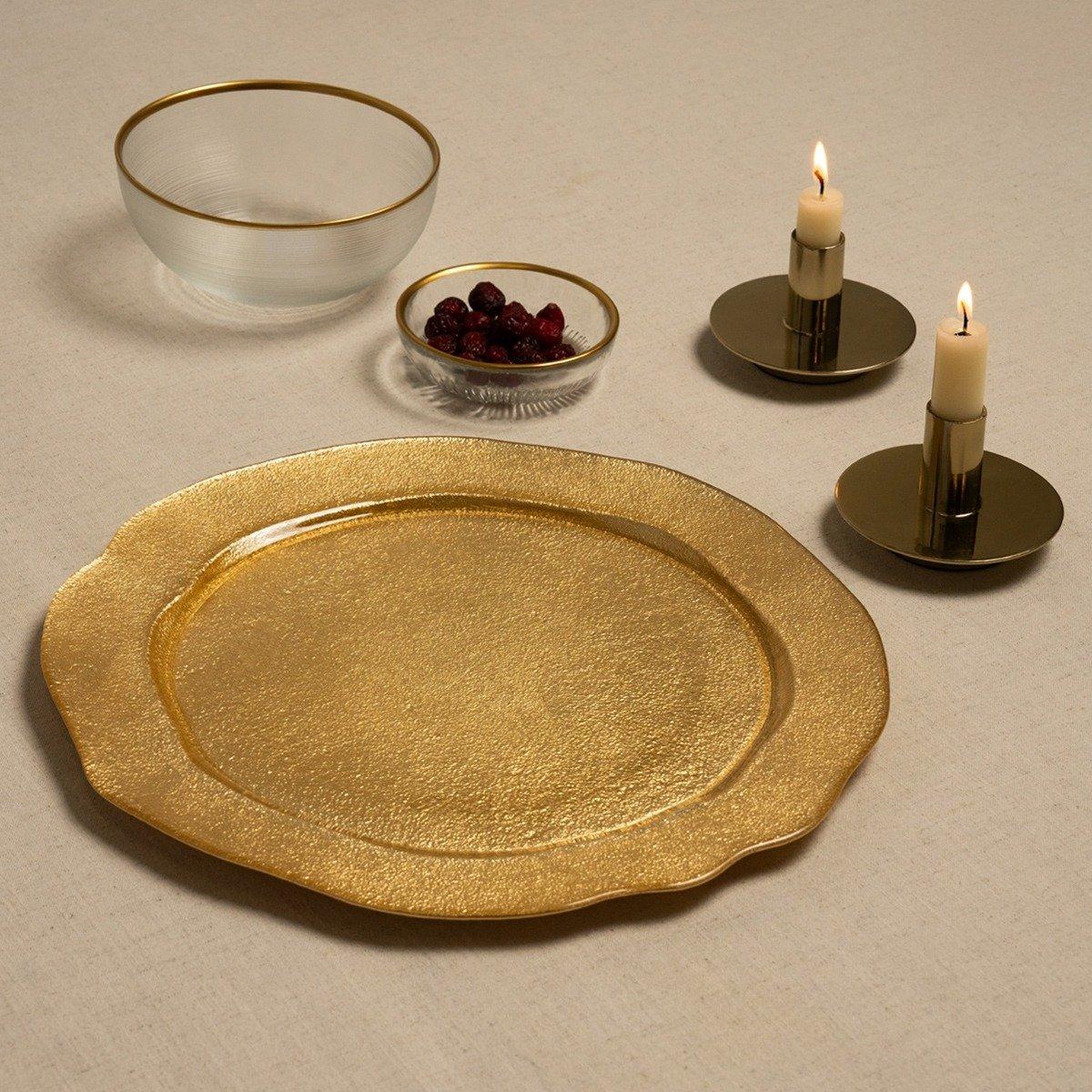 

Moon glass charger plate gold d:32. 5 x h:1. 5 cm