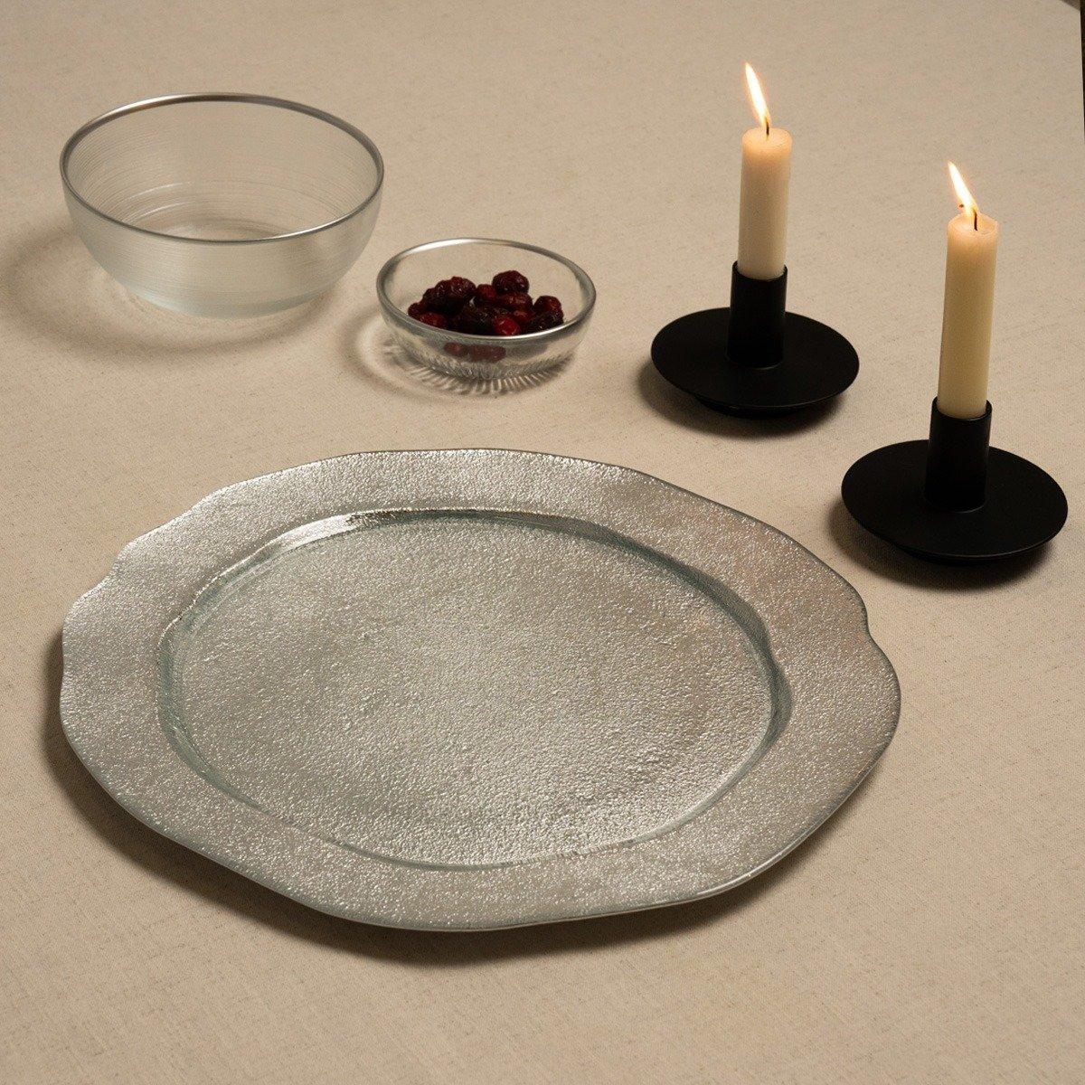 

Moon glass charger plate silver d:32. 5 x h:1. 5 cm