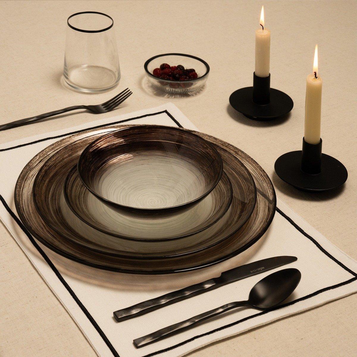 

Atlas glass dinner bowl brown d:17. 2 x h:5. 5 cm