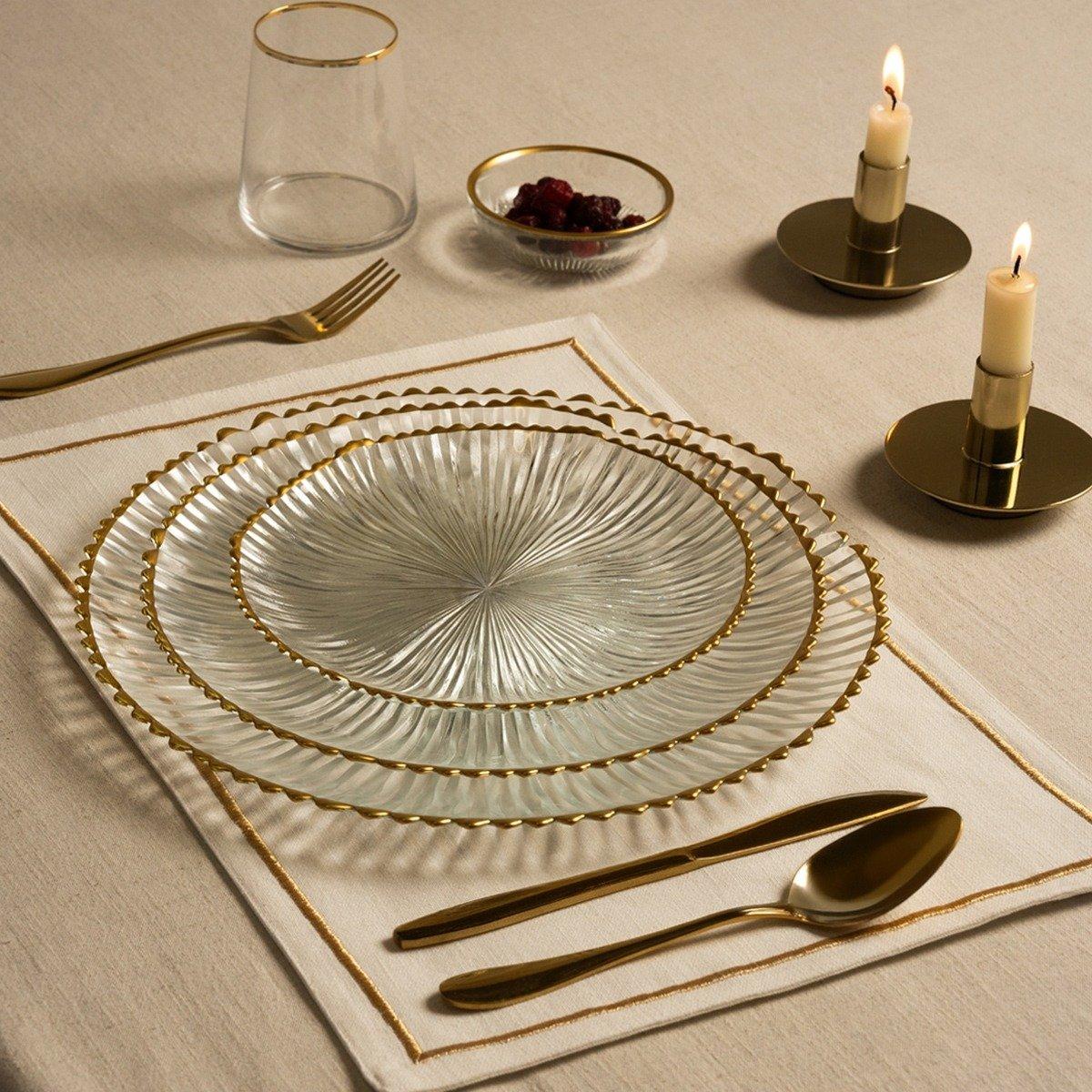 

Astral glass dinner plate gold d:28 x h:2 cm