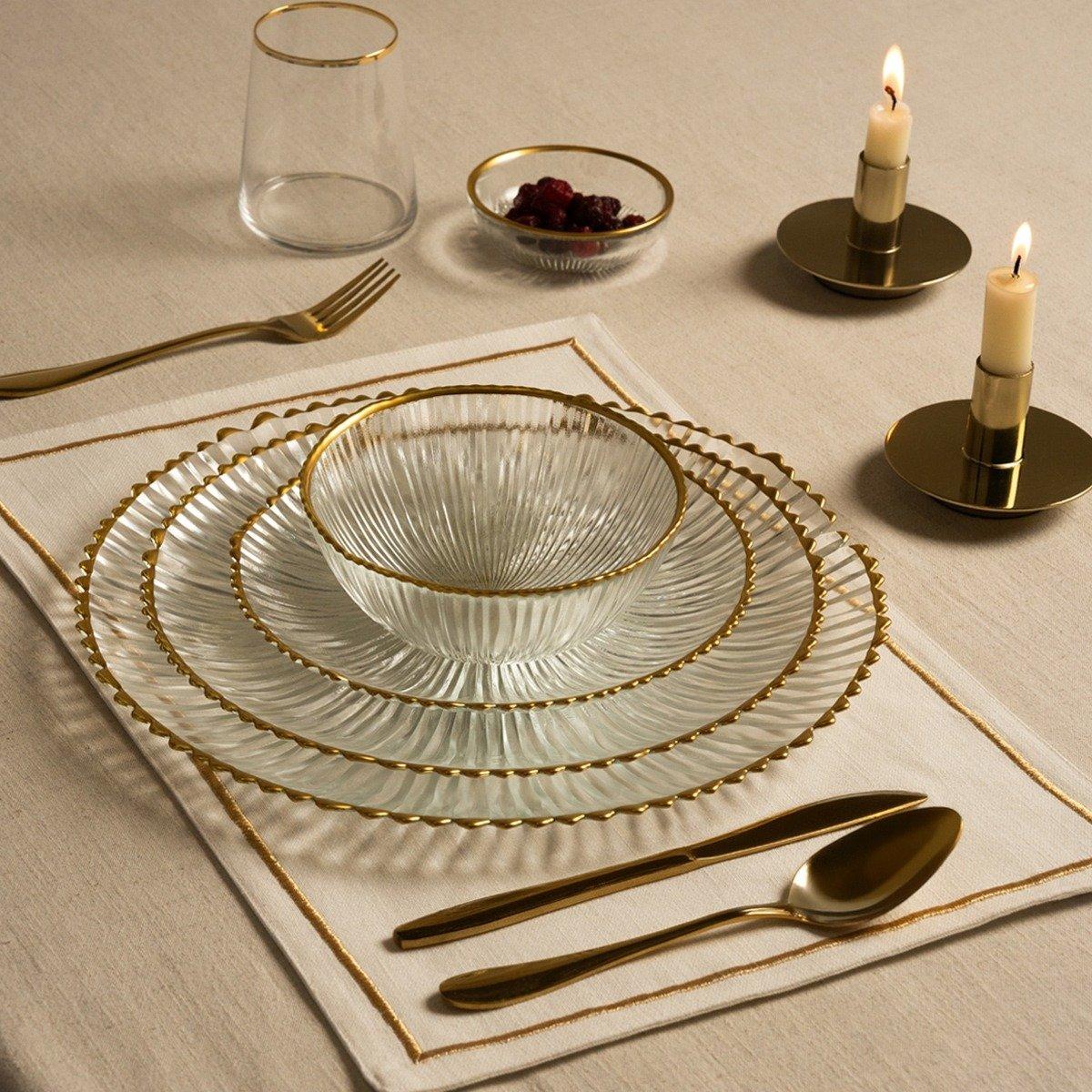 

Astral glass dinner bowl gold d:15 x h:6. 5 cm