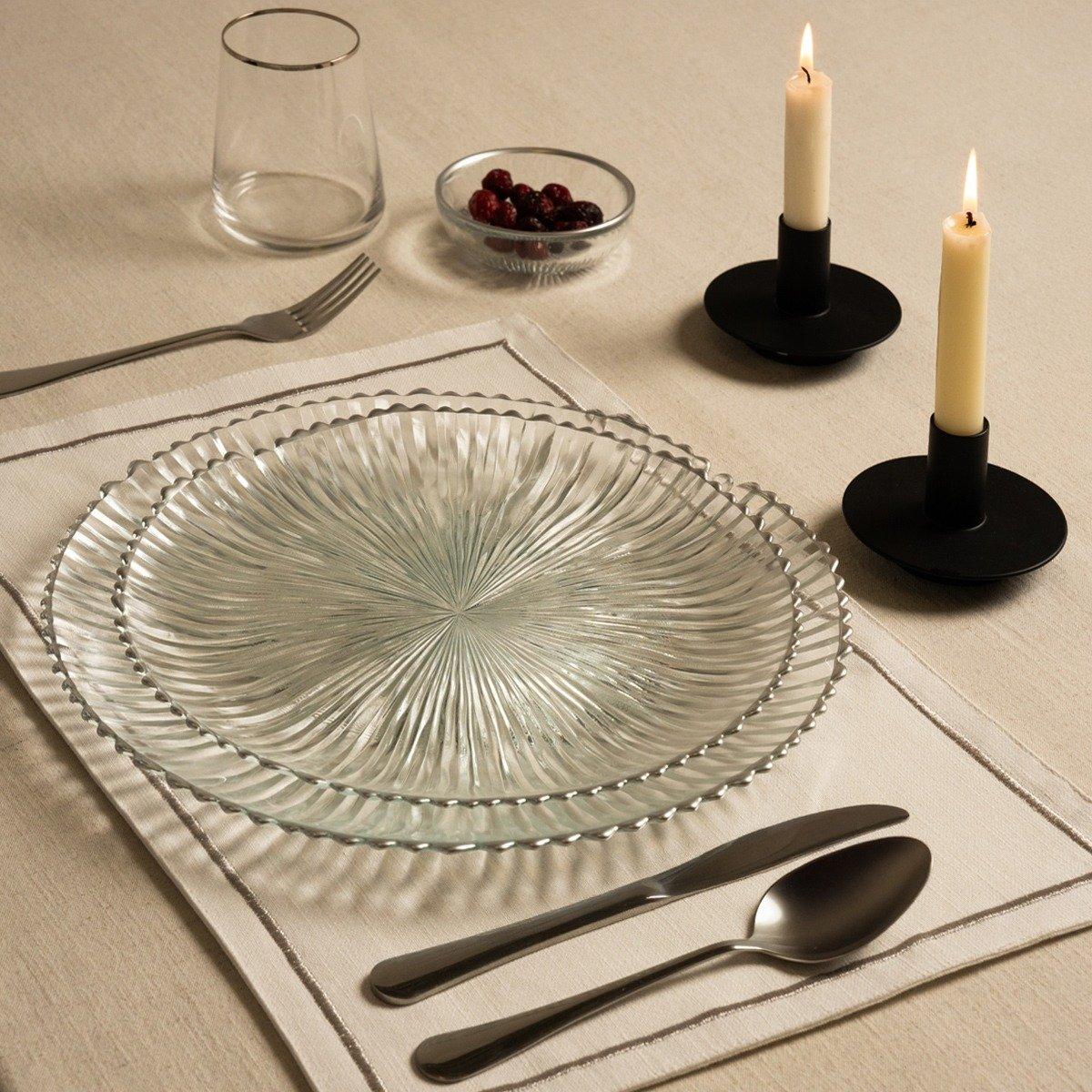 

Astral glass dinner plate silver d:28 x h:2 cm