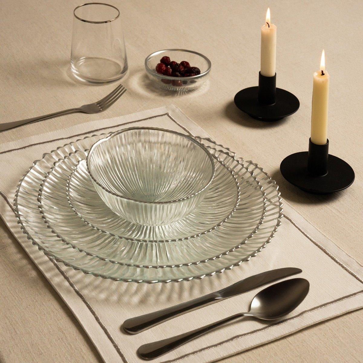 

Astral glass side plate silver d:21 x h:2 cm