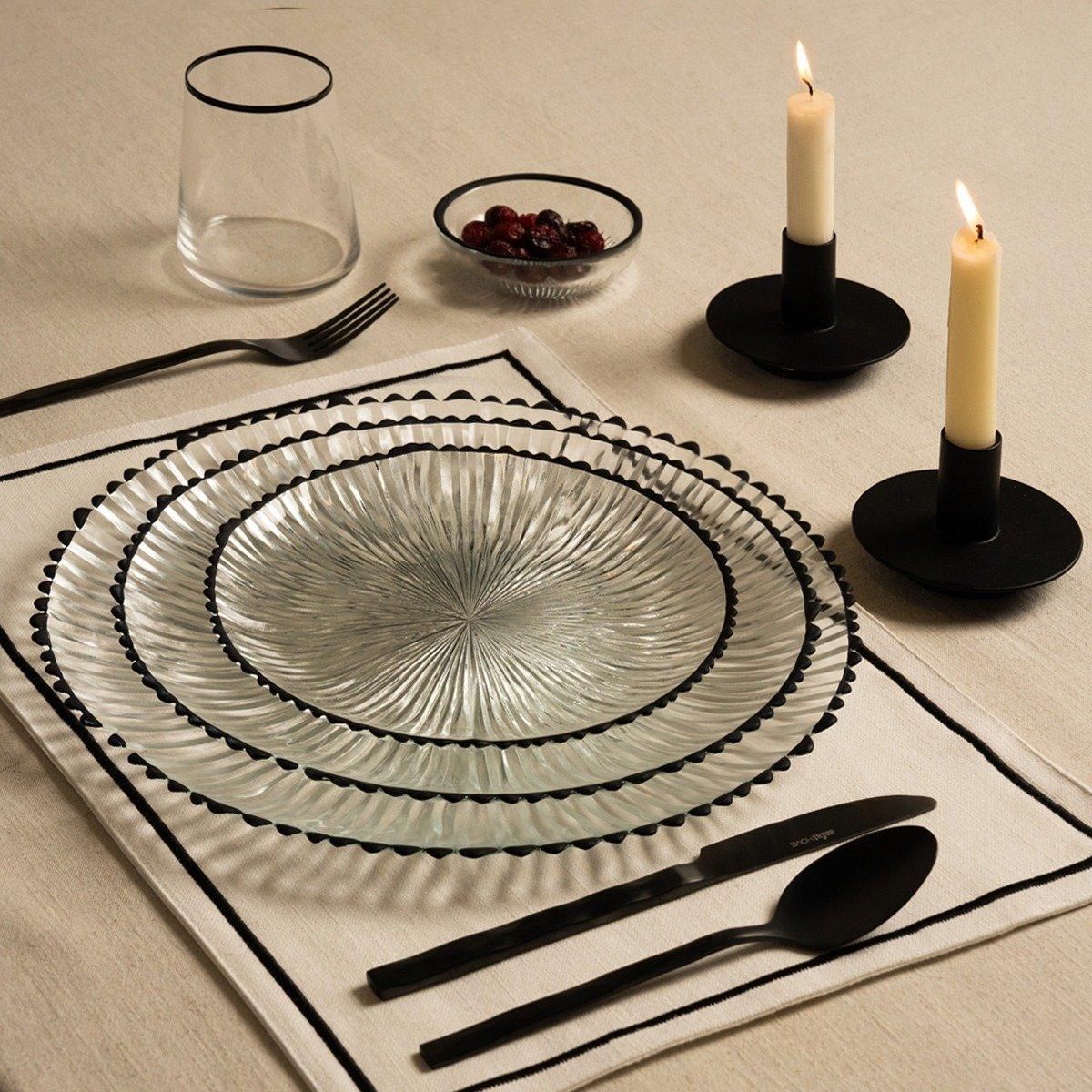 

Astral glass dinner plate black d:28 x h:2 cm