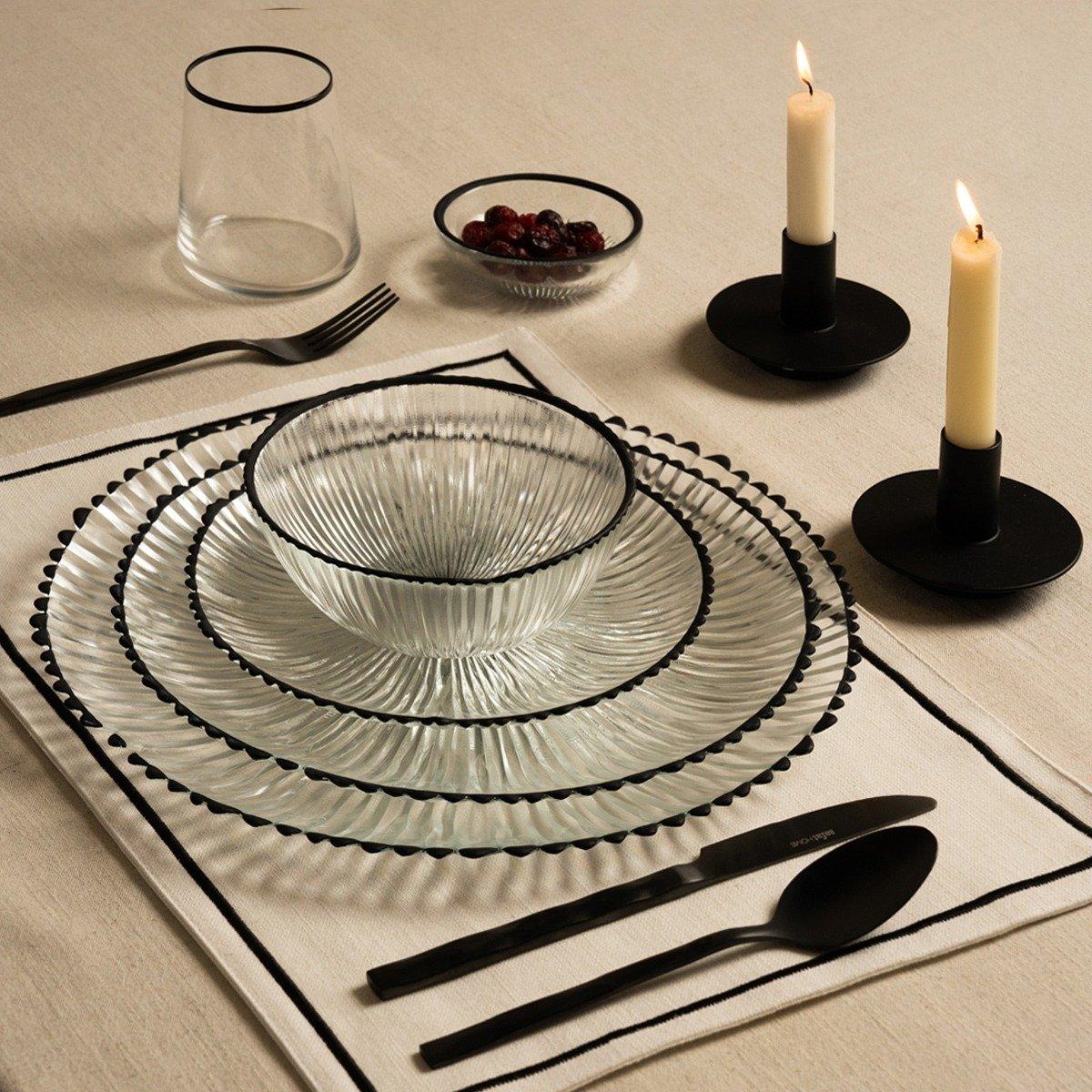 

Astral glass dinner bowl black d:15 x h:6. 5 cm